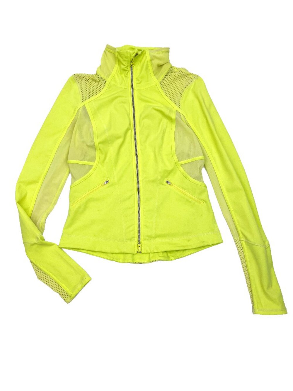 Zella Zeltec Performance Neon Full Zip Stretch Track Jacket Womens M